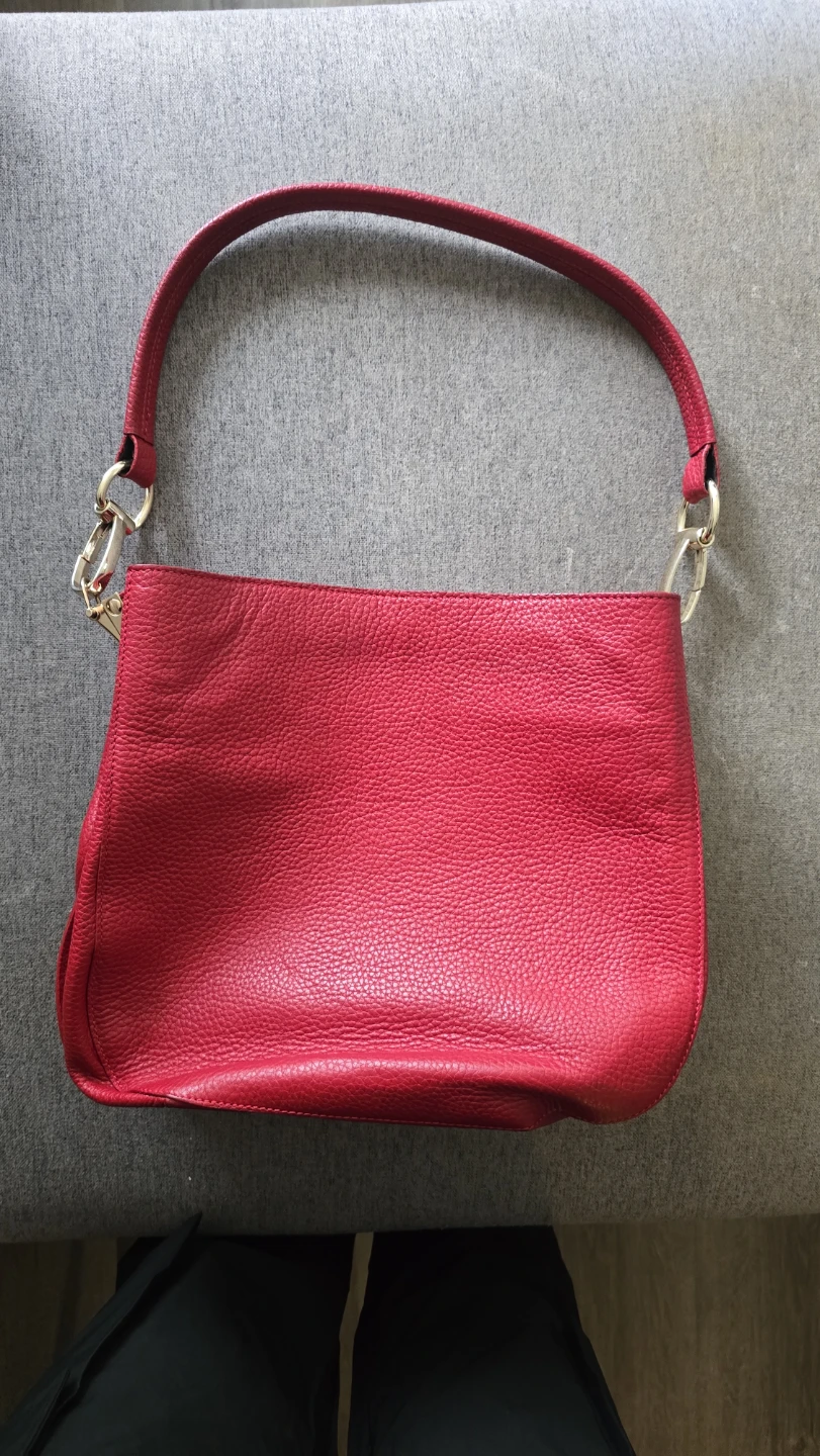 Red leather handbag - photo 2