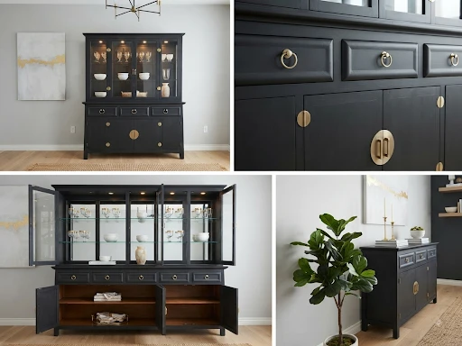 Large Wooden Dining Hutch with Display Cabinet - photo 2
