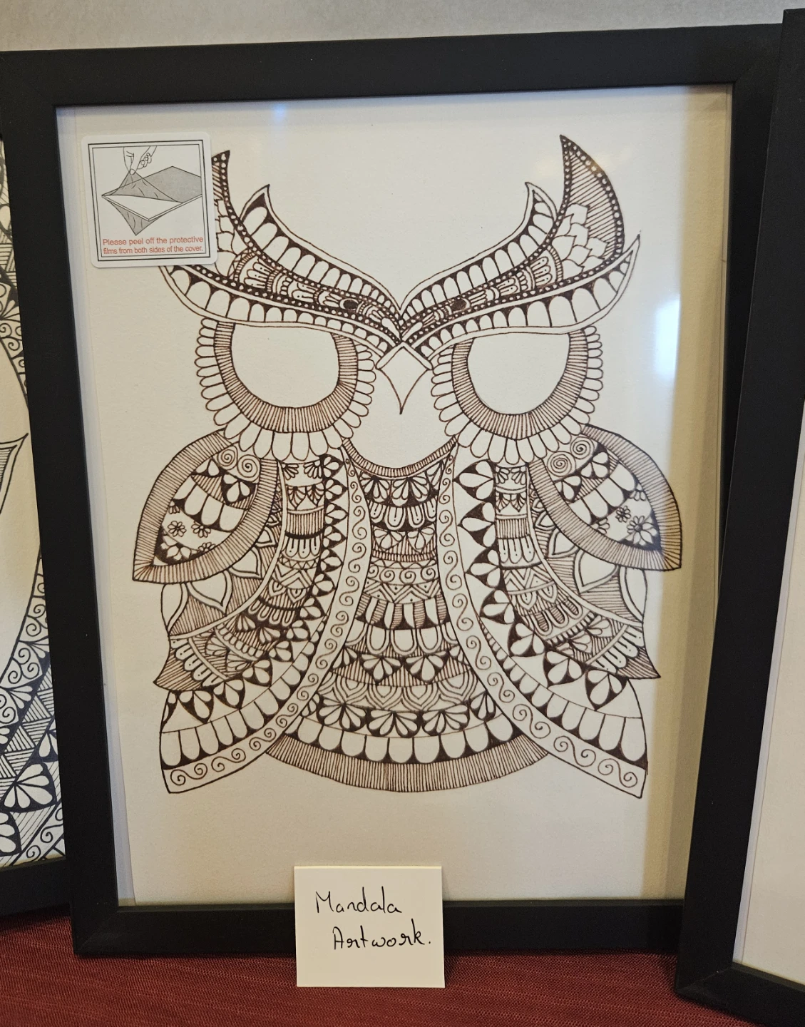 Framed Owl Mandala Art Print
