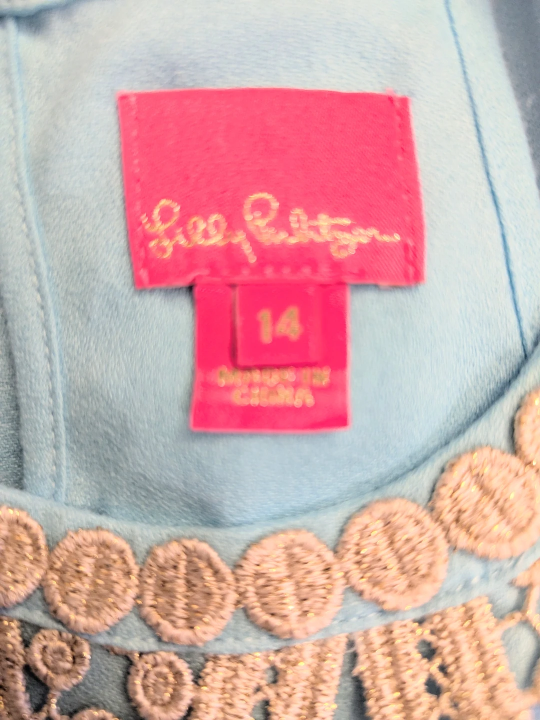 New Girls Lily Pulitzer dress with gold embroidered neckline - photo 3