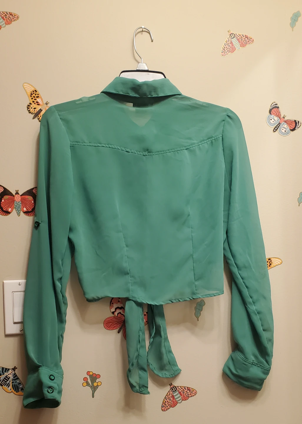 Cotton Express Green Tie-Front Blouse - photo 3