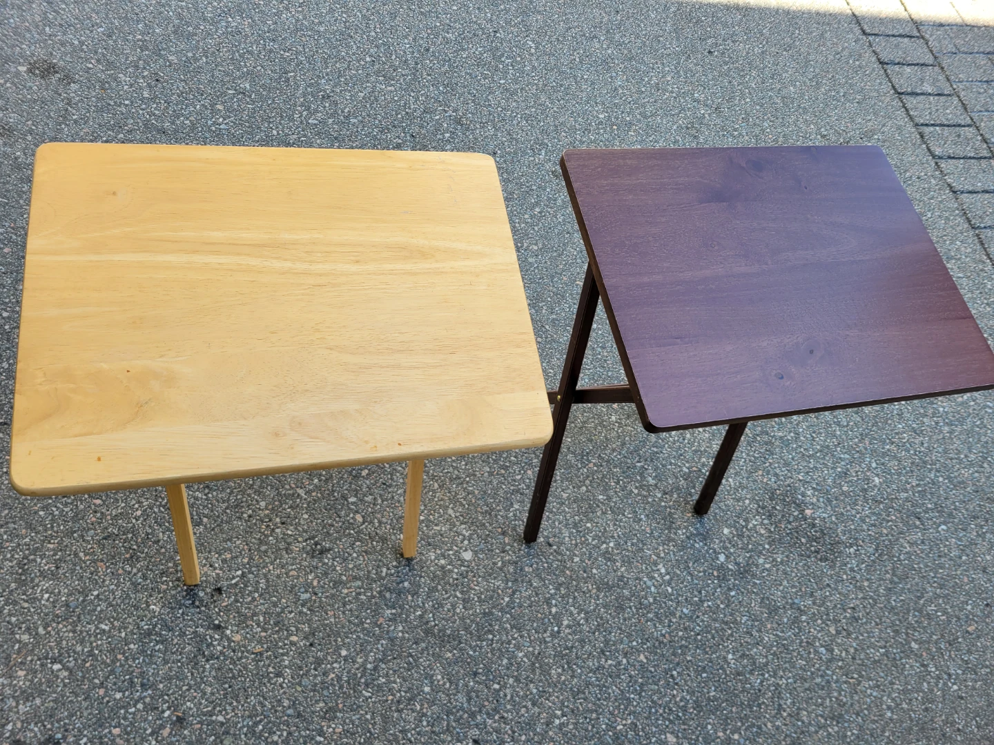 Set of 2 Wooden Folding TV Tray Tables / Snack Side Tables - photo 5
