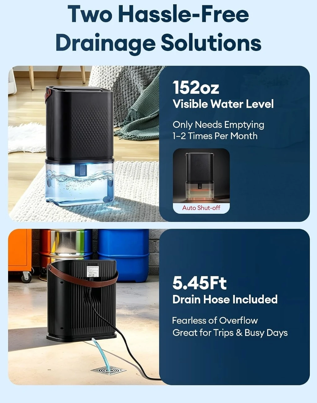 Dual-Core Air Dehumidifier with 152oz Tank - photo 5