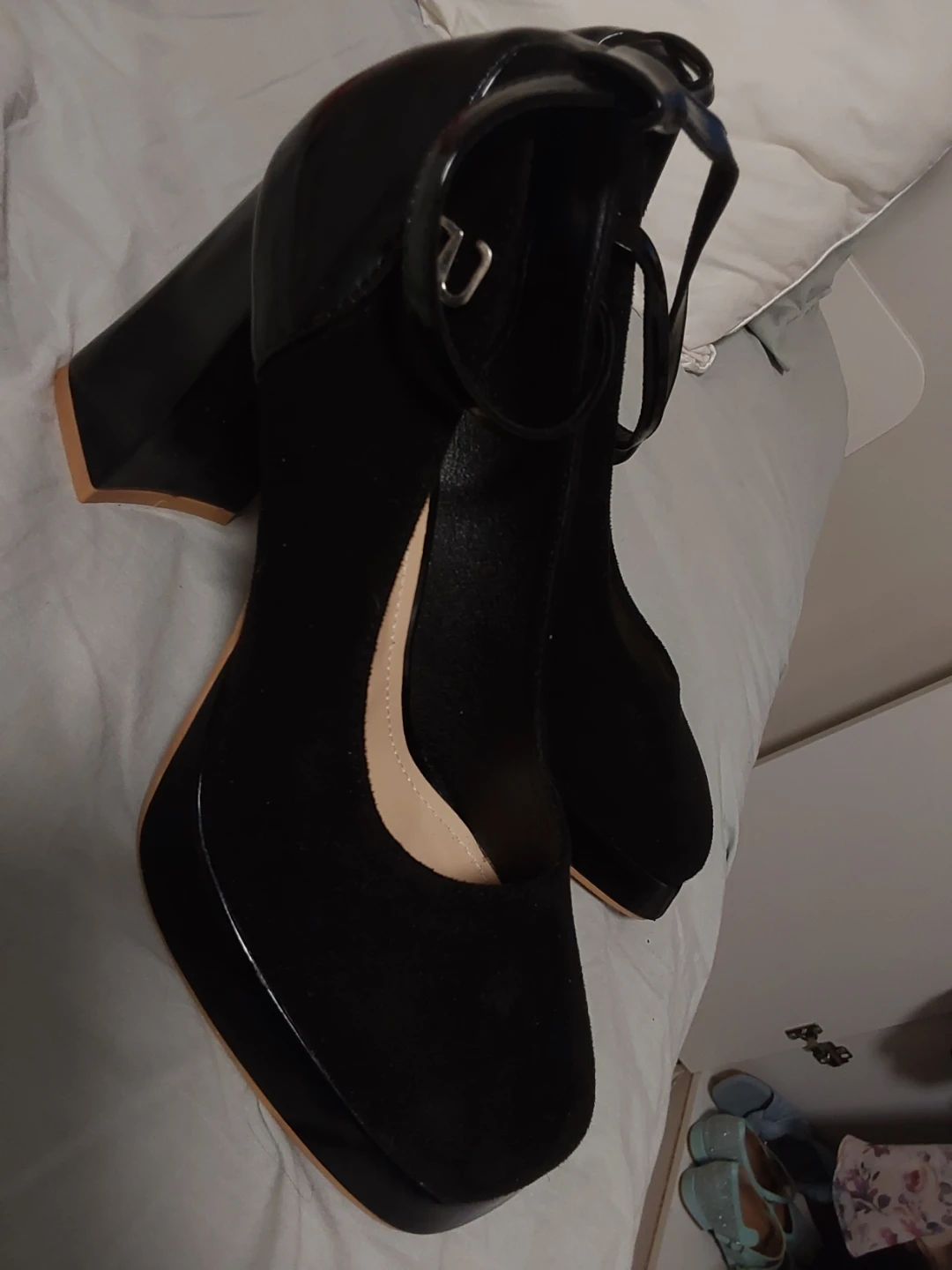 Black Block Heel Mary Jane Shoes