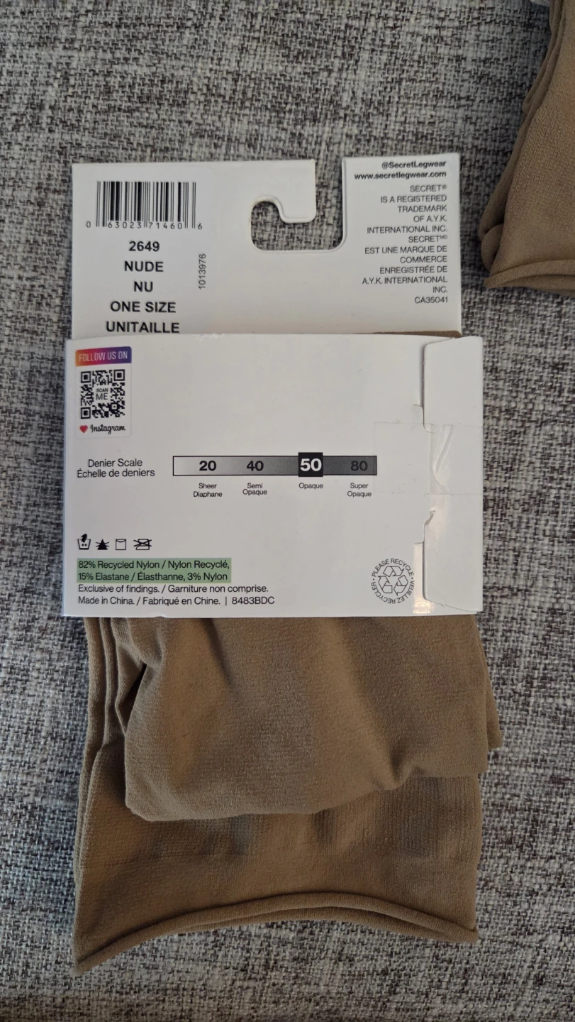 3 Pairs Secret Knee Length Socks - Nude - One Size - photo 3
