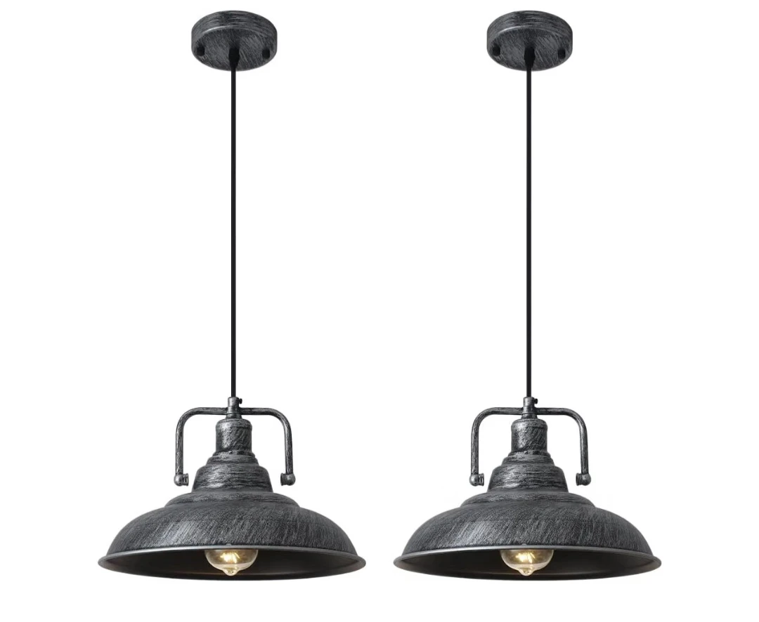 Two Industrial Style Metal Pendant Lights - photo 2