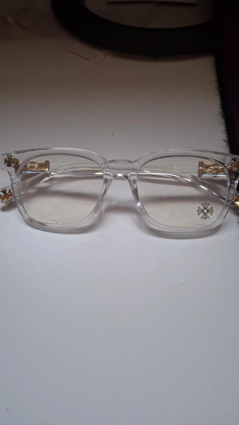 Clear and gold chrome heart glasses
