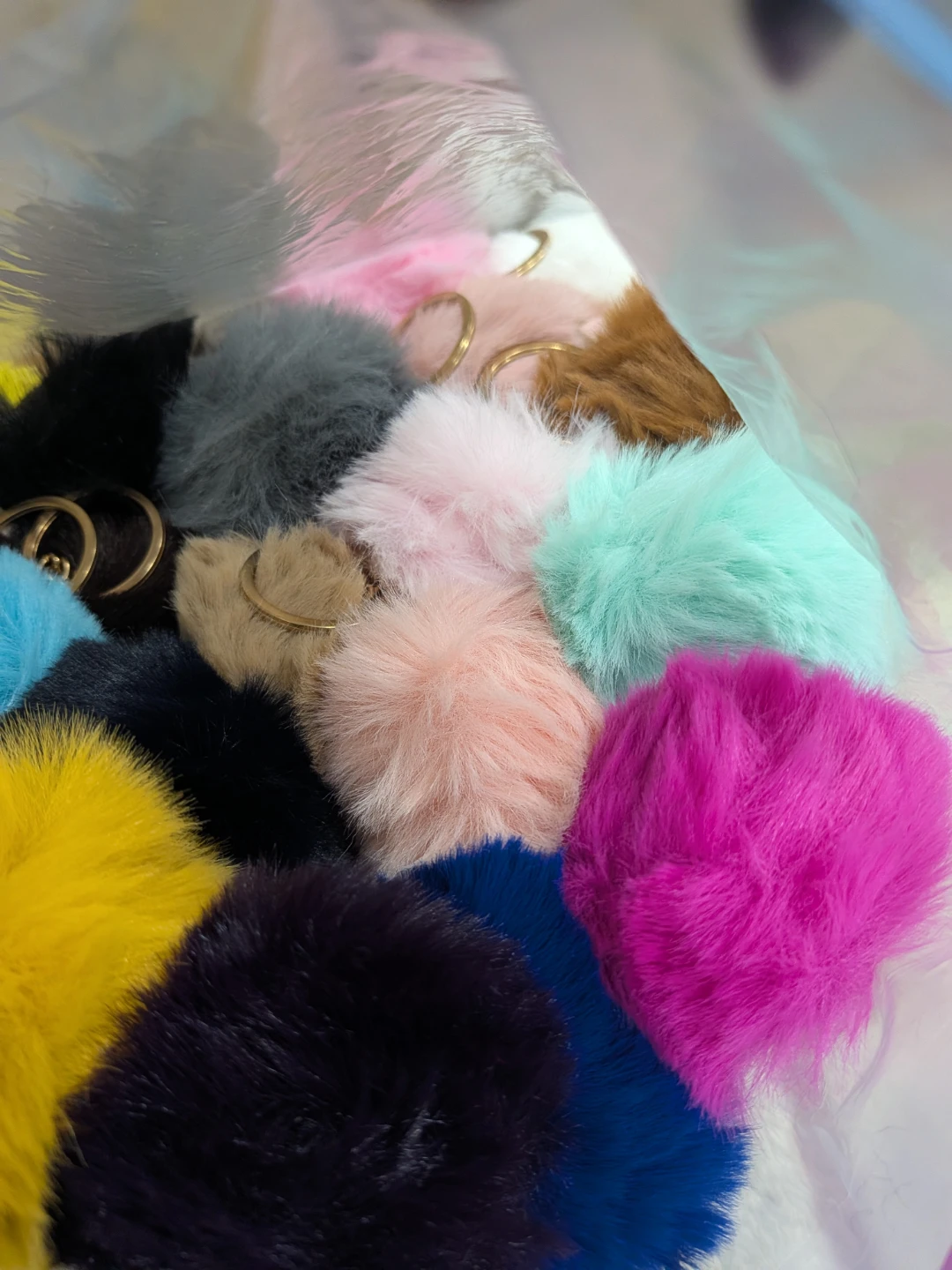 20 Assorted Fluffy Faux Fur Pom Pom Keychains - photo 2