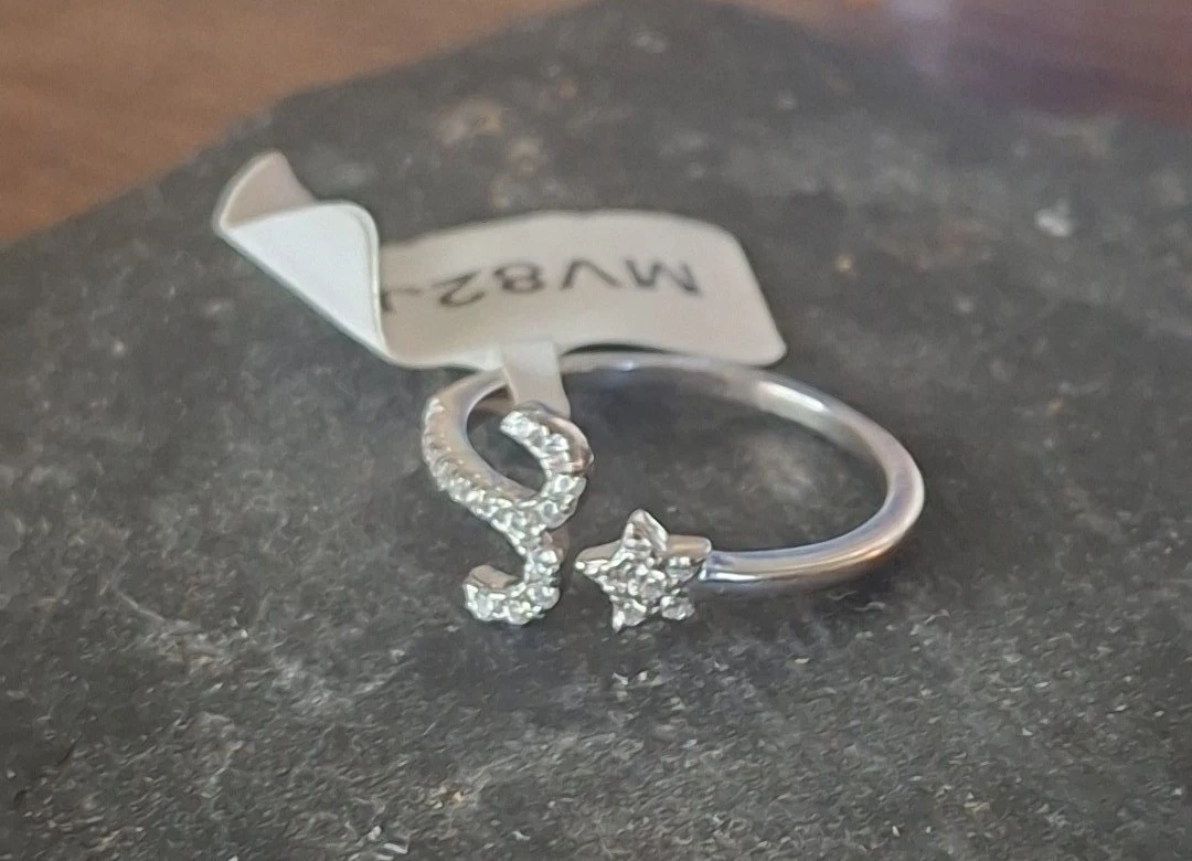 Adjustable Size 5/6/7 - Aries Silver Tone Ring