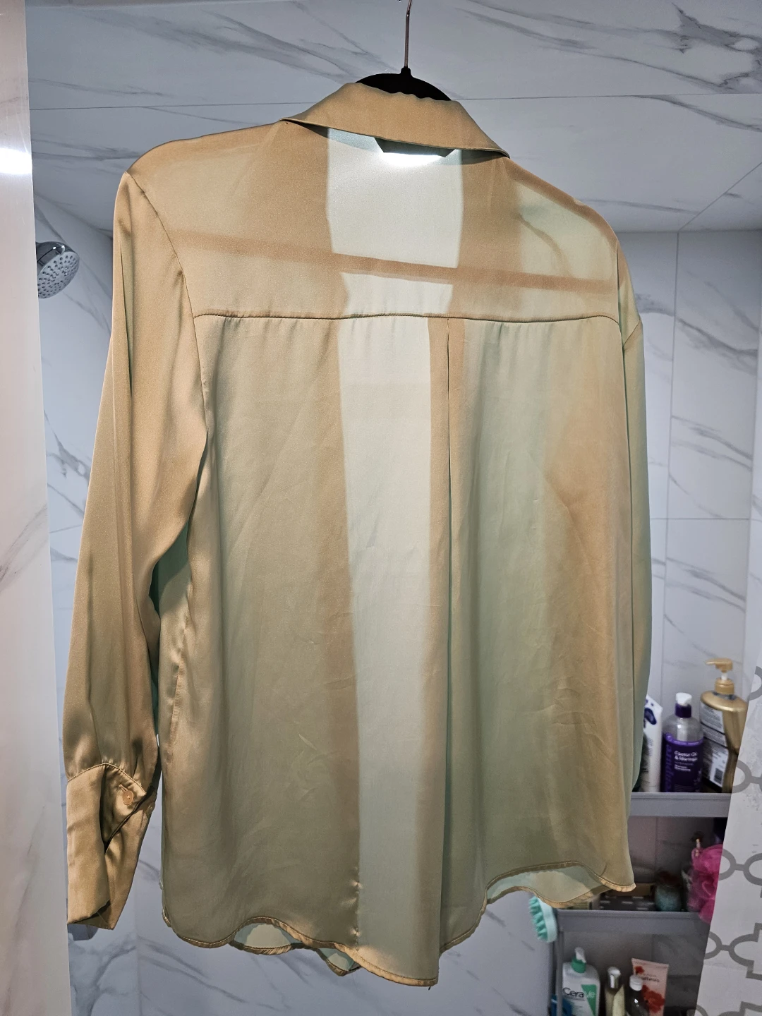 Zara Olive Green Satin Blouse - photo 2