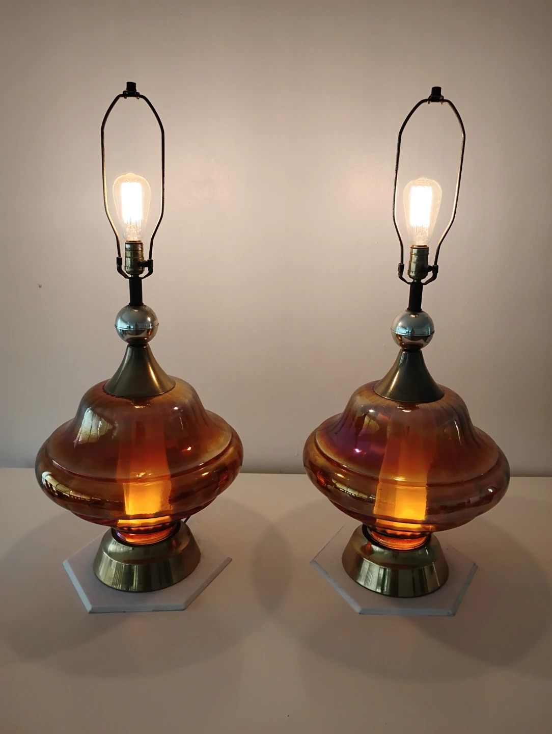 Vintage Carnival Glass  Lamps Set - photo 3