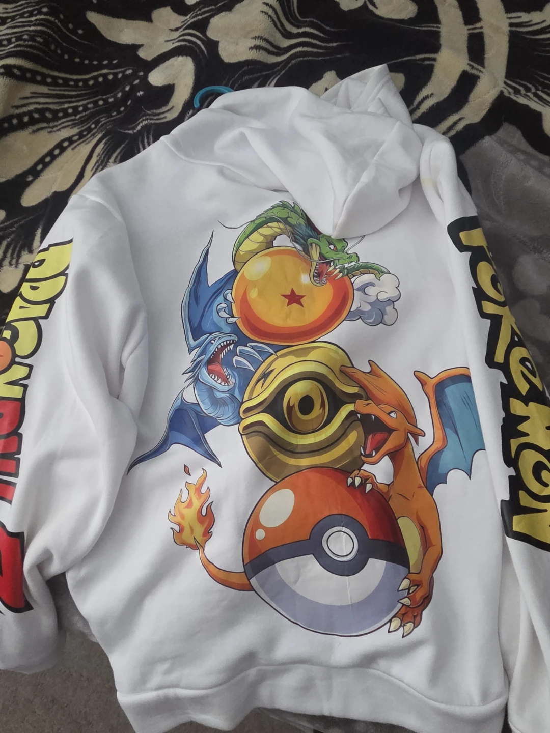 Dragon Ball Z and Pokemon graphic zip-up hoodie white - photo 3