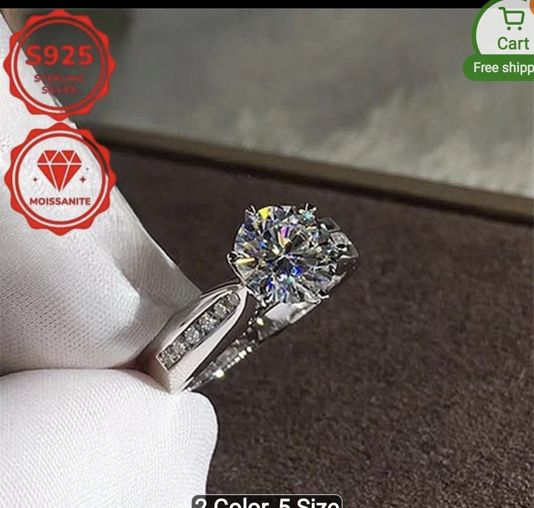 1 carat 925 Pure Sterling Silver Ring - photo 2