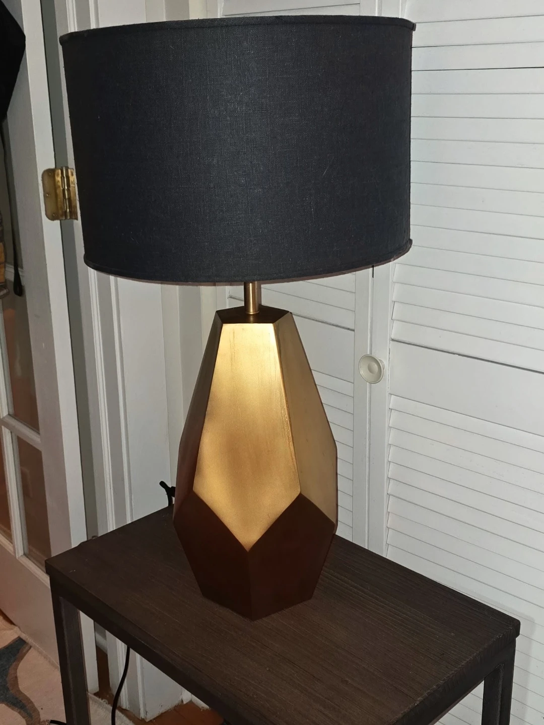 Geometric Gold Table Lamp with Black Shade