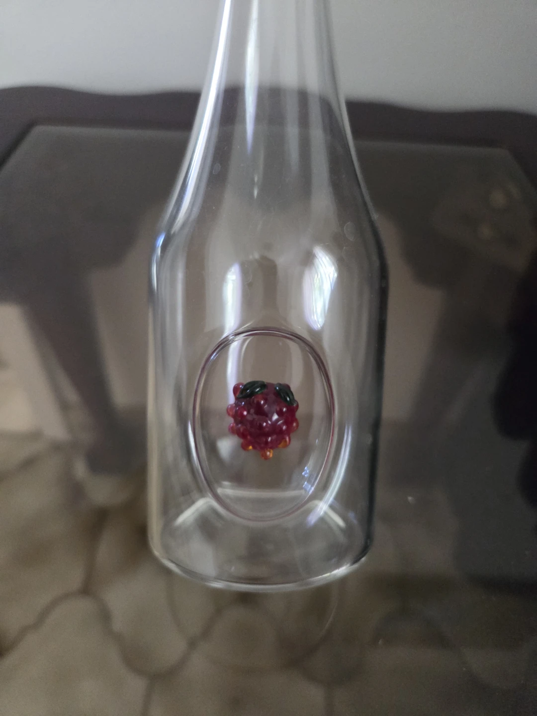 Clear Glass bottle with Raspberry Detail - photo 2