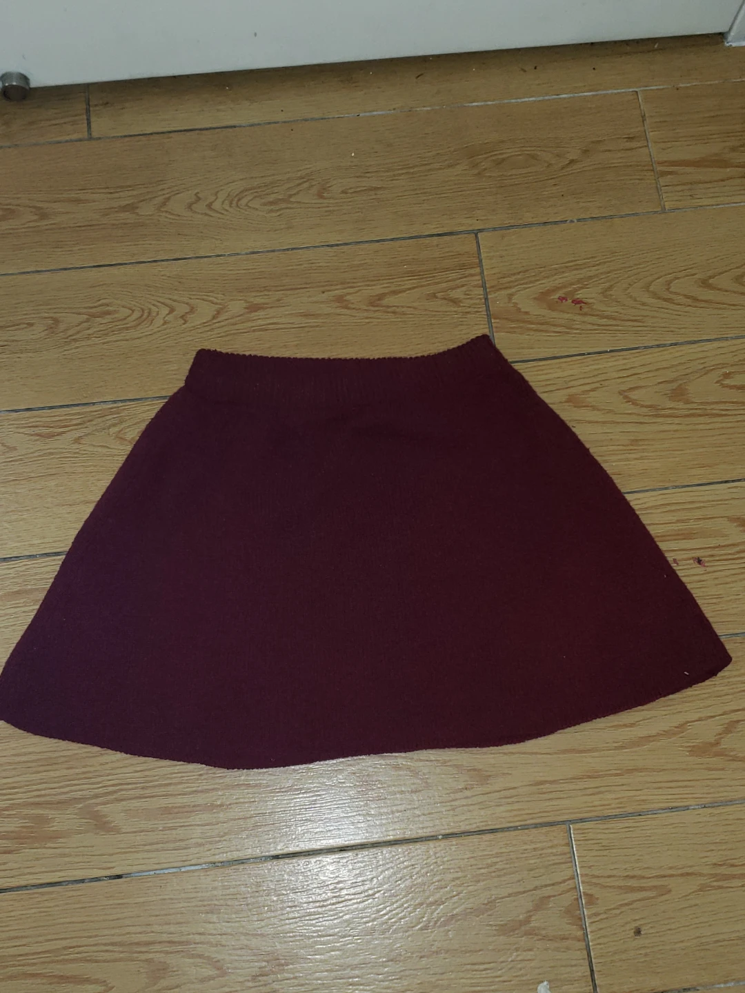 Maroon wool  Knit  winter Mini Skirt
