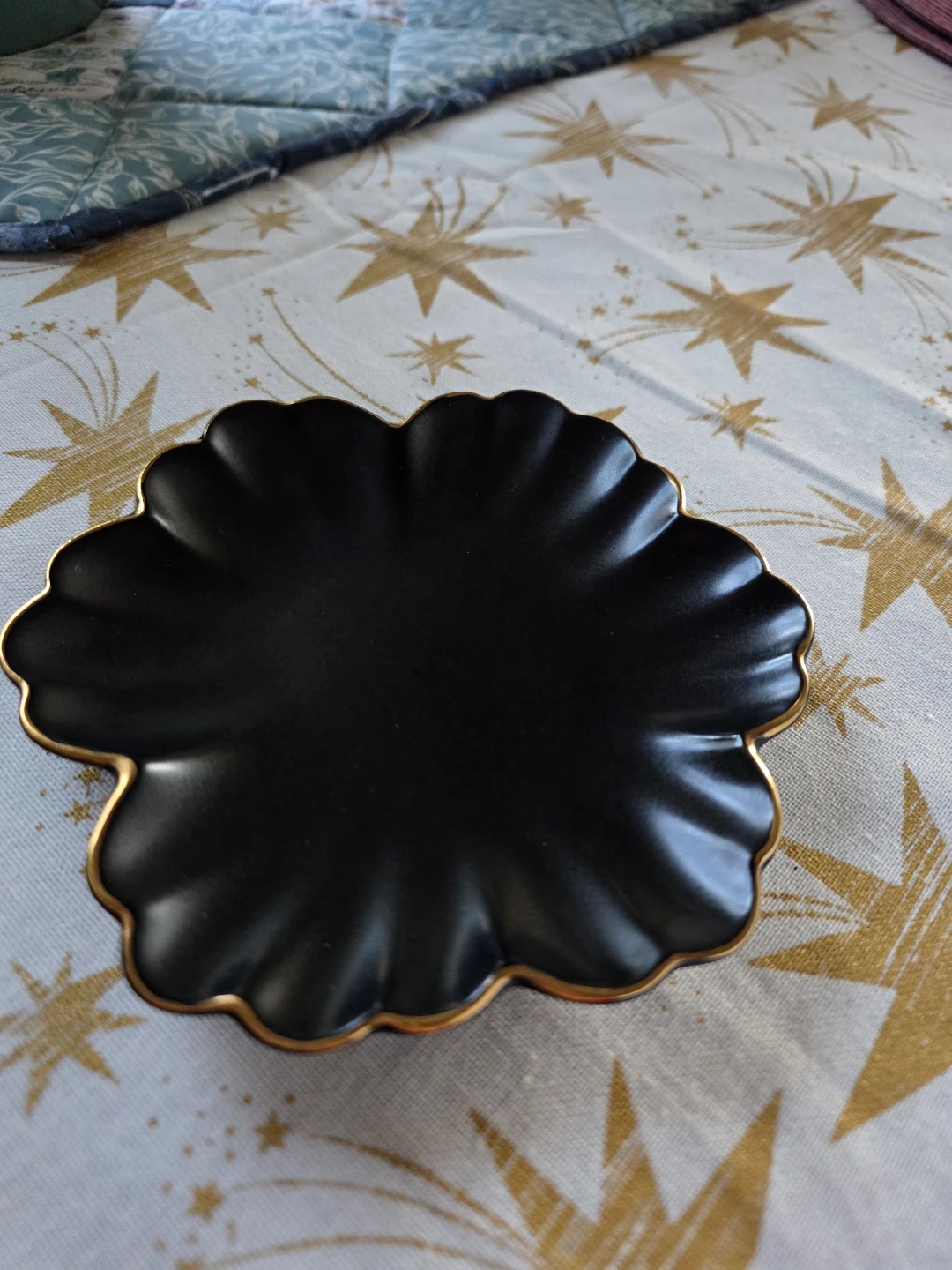 Black Floral Ceramic Trinket Dish - photo 2