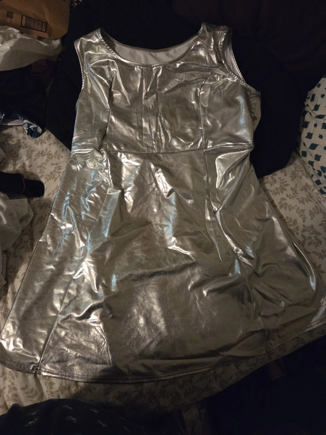 Metallic Silver Sleeveless Dress