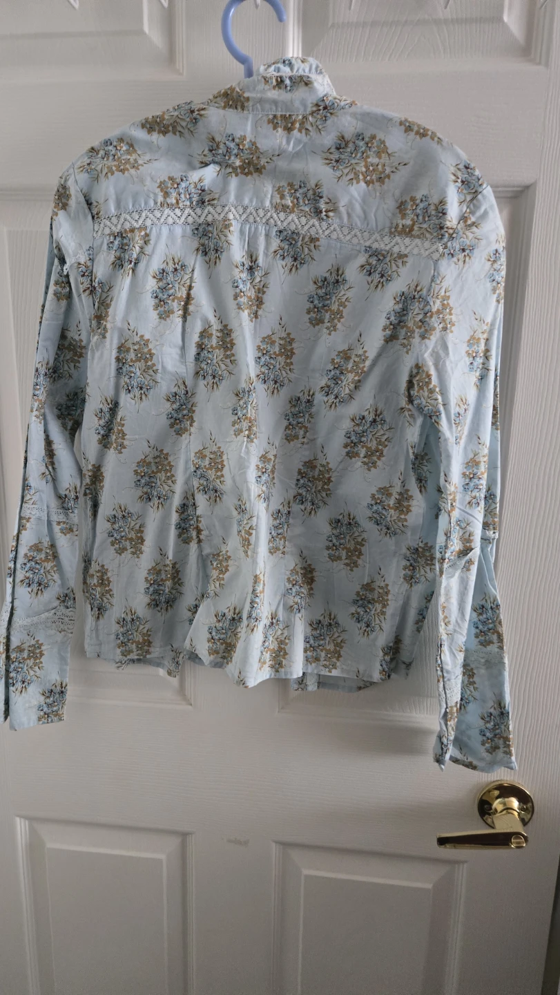 Light blue floral long sleeve button-up shirt - photo 2