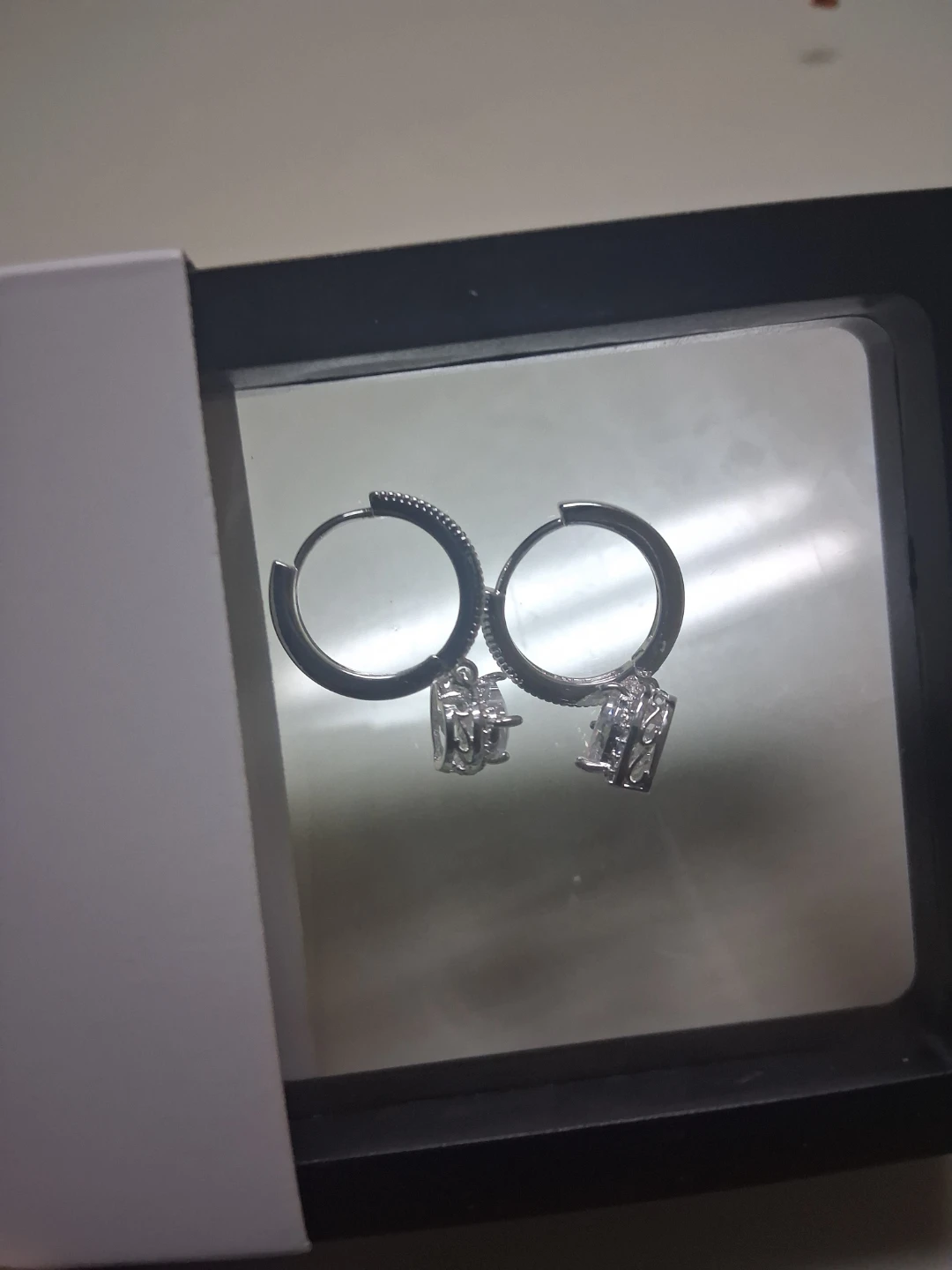 APSVO Silver Hoop Earrings with Crystal Charms - photo 2