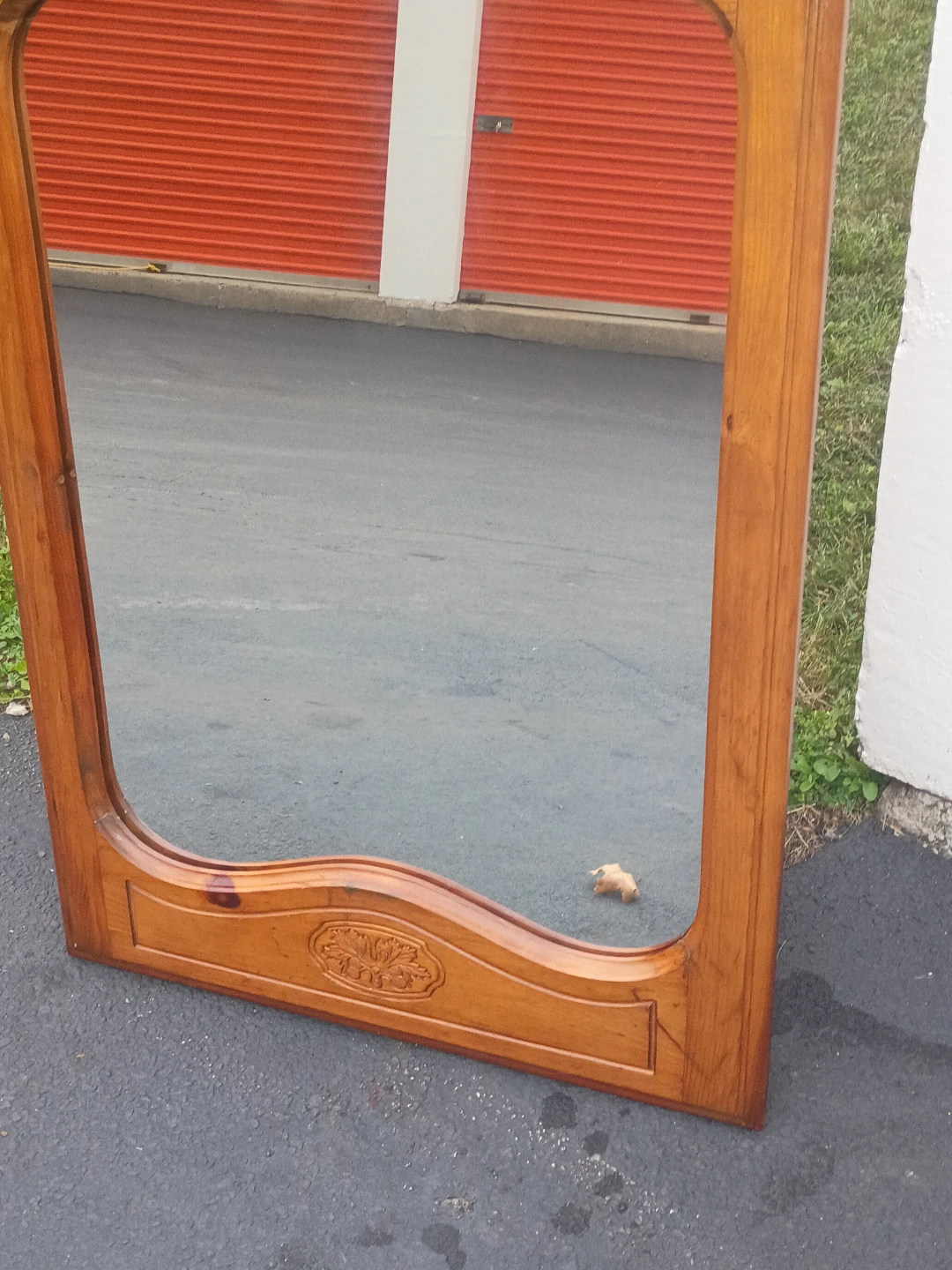 Wooden Wall Mirror with Carved Details