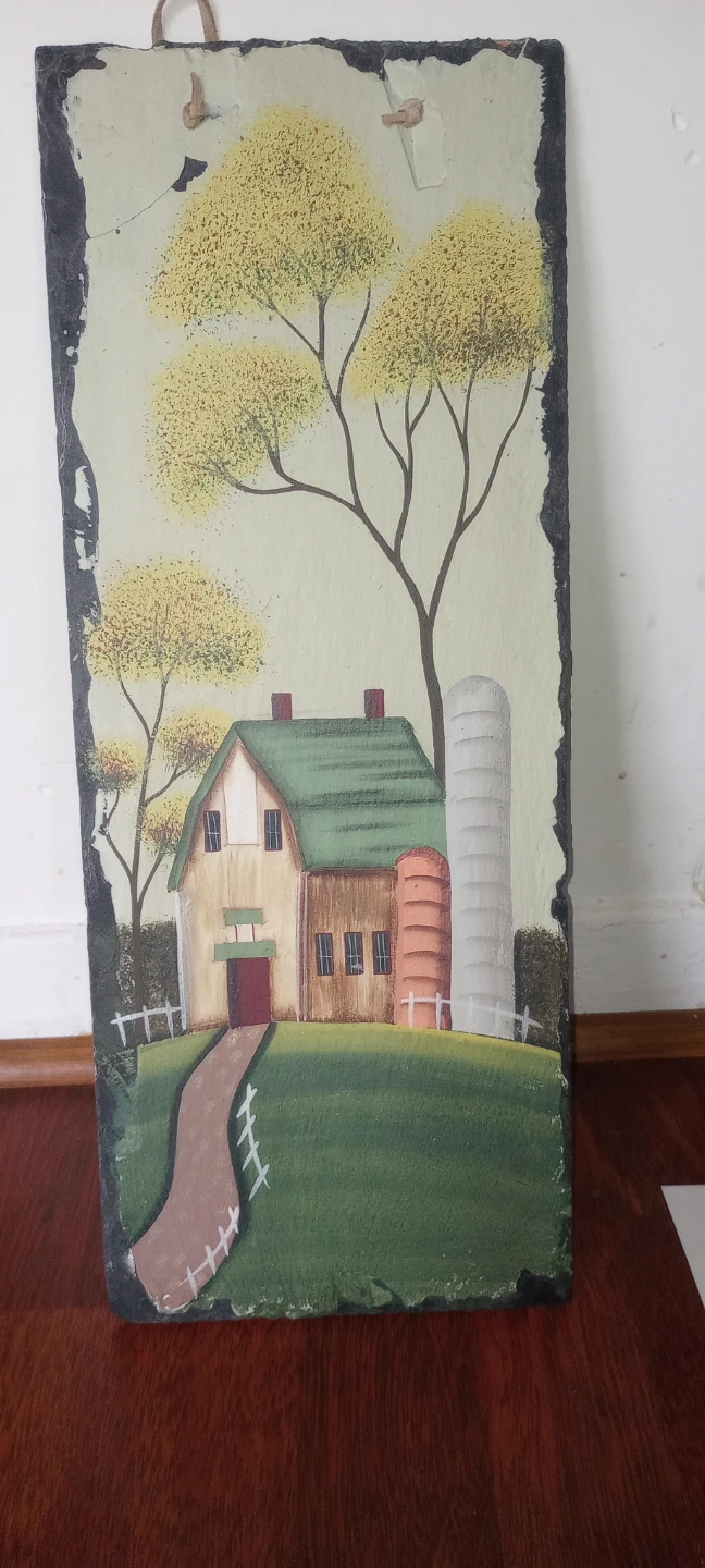 Vintage Hand Painted Farmhouse Slate Wall Hanging