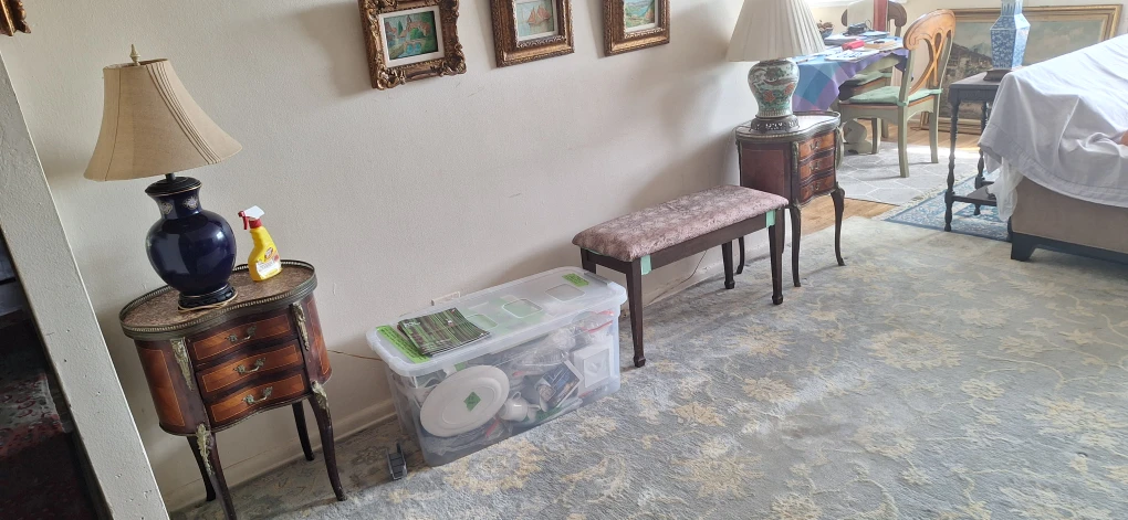 Two Vintage Accent Tables with Drawers - photo 2