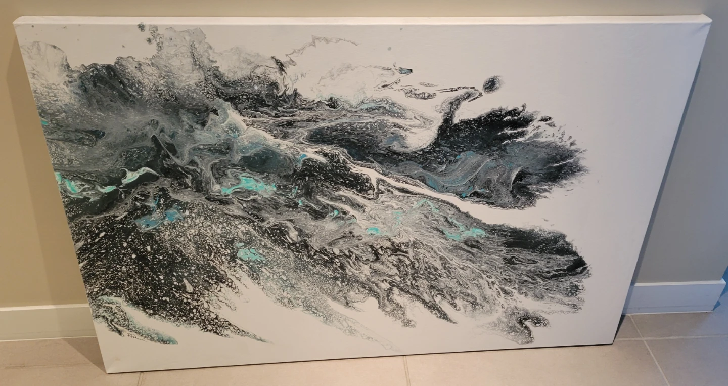 Abstract Acrylic Pour Canvas Painting