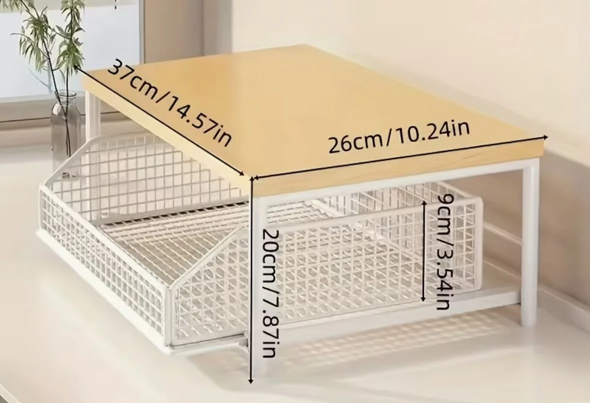Countertop Organizer Shelf with Sliding Basket - photo 2