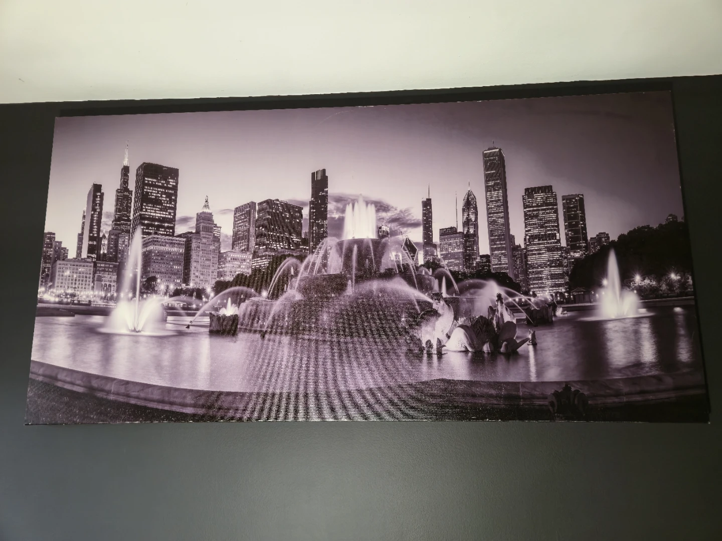 Large Buckingham Fountain Chicago Skyline Canvas – 60" x 30