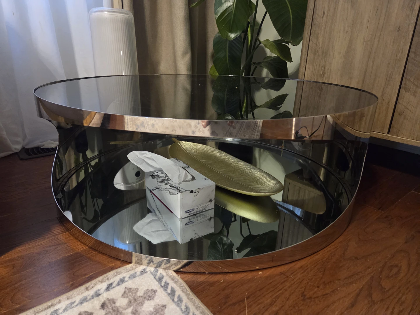 Modern Round Glass and Chrome Coffee Table - photo 4