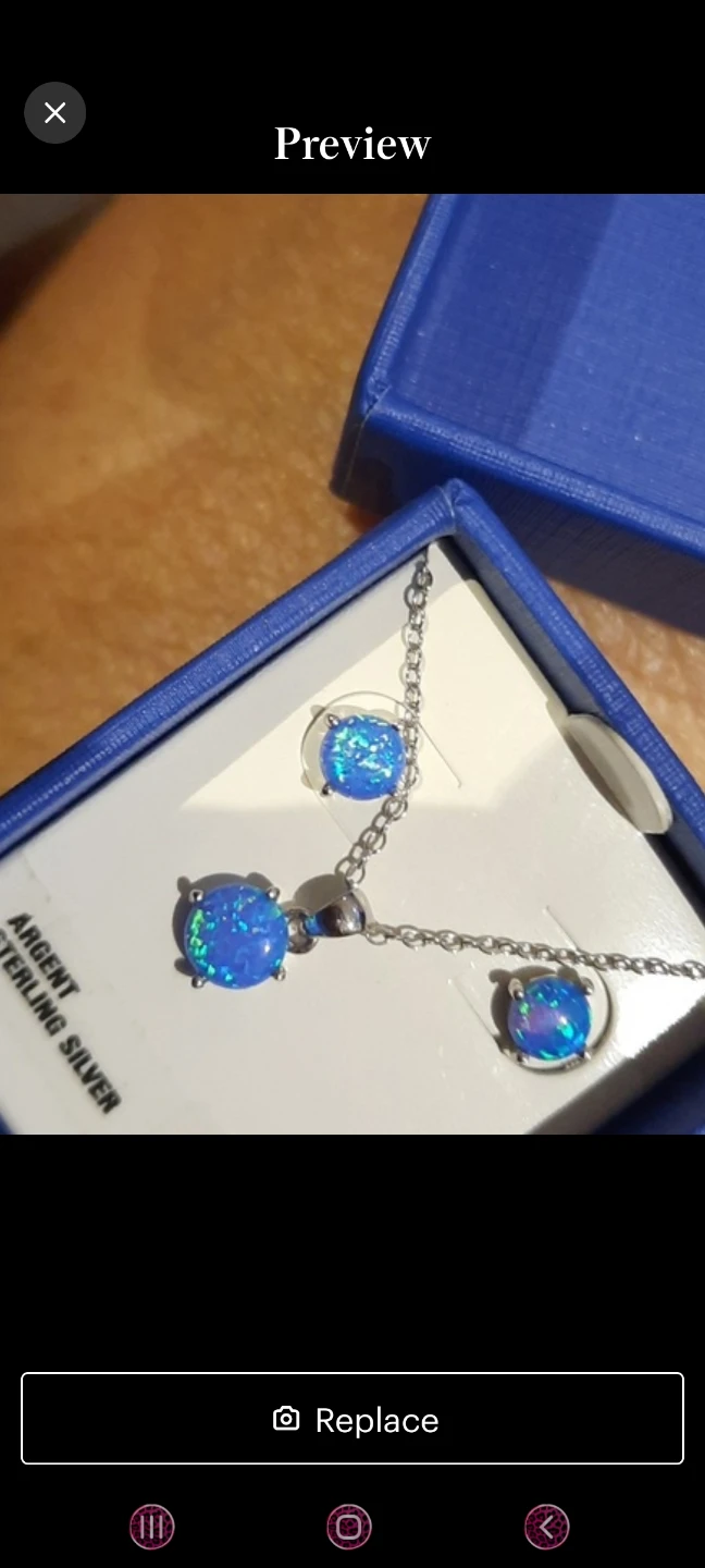 Sterling Silver Blue Opal Necklace & Earring Set - photo 2