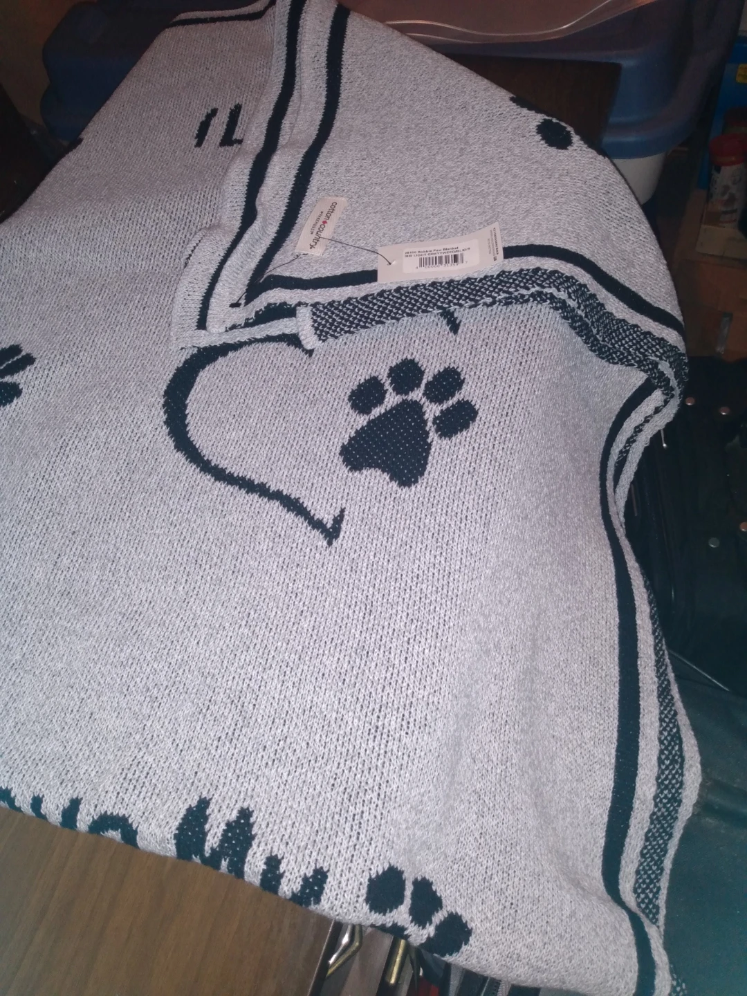 New Cotton Country Bobbie Paw Knit Blanket 70 x 30 inches