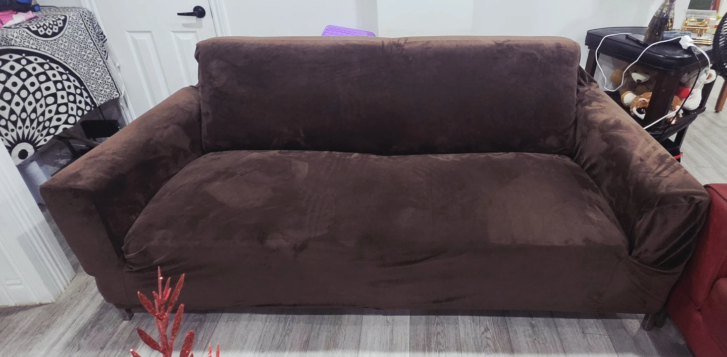 Red Faux Leather Two-Seater Sofa - photo 3