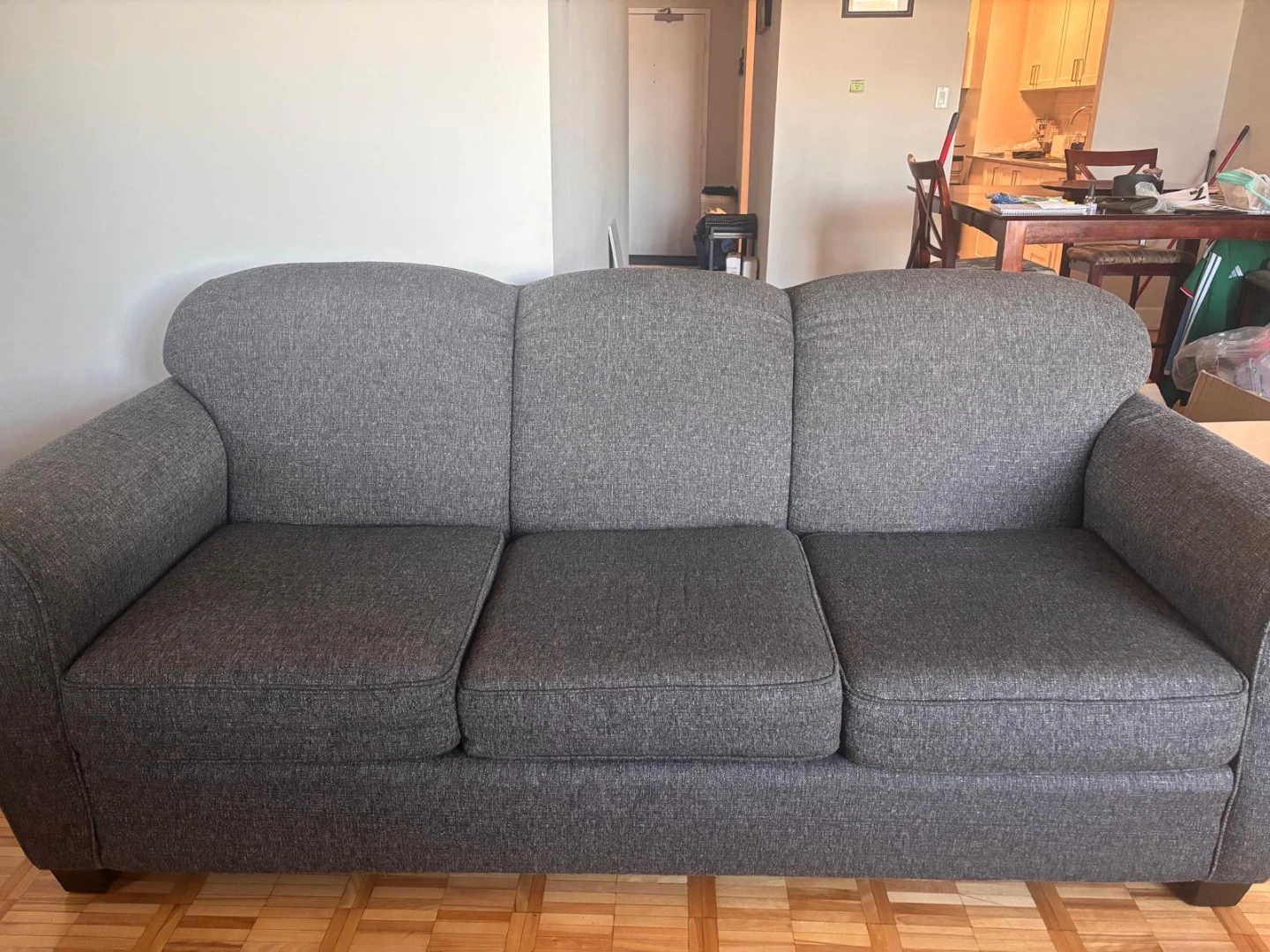 Three-Seater Grey Fabric Sofa