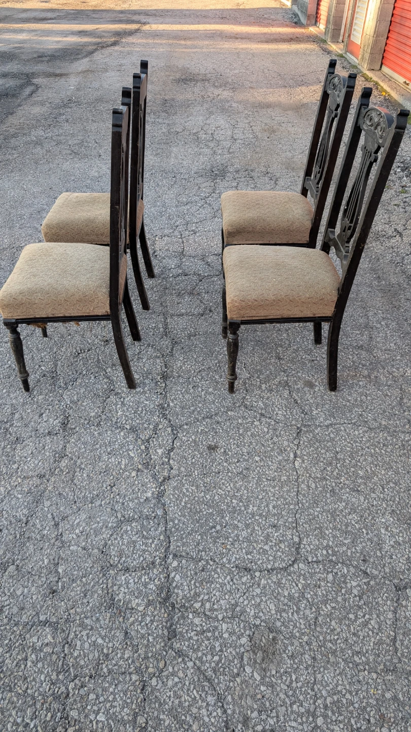 Set of 4 Antique Lyre Back Dining Chairs - photo 2