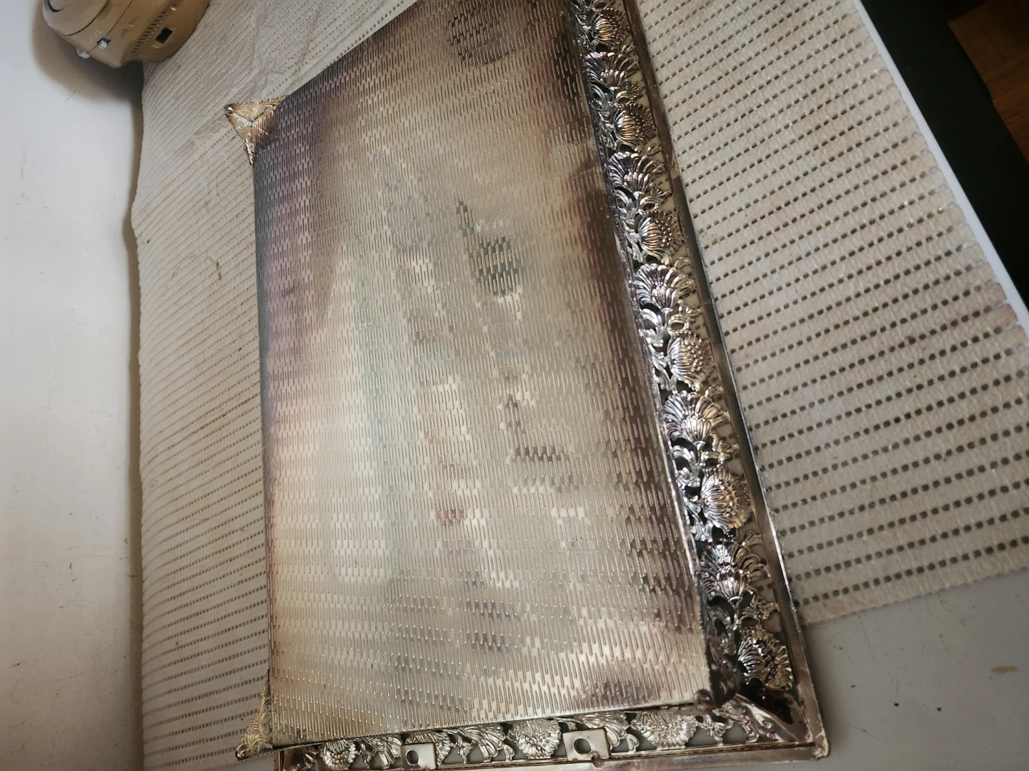 Vintage Silver Tone Ornate Serving Tray - photo 2