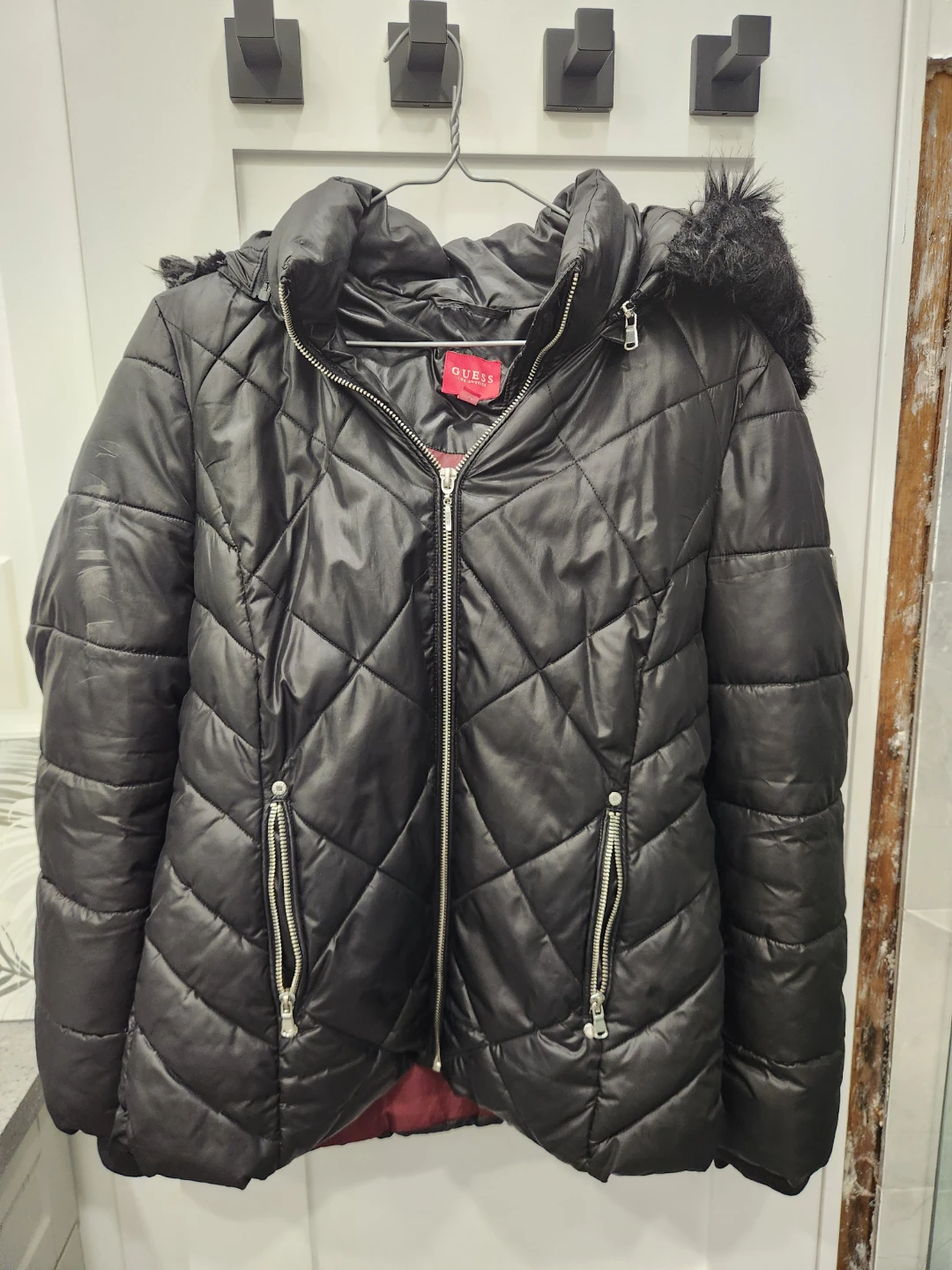 Guess Black Quilted Winter Jacket