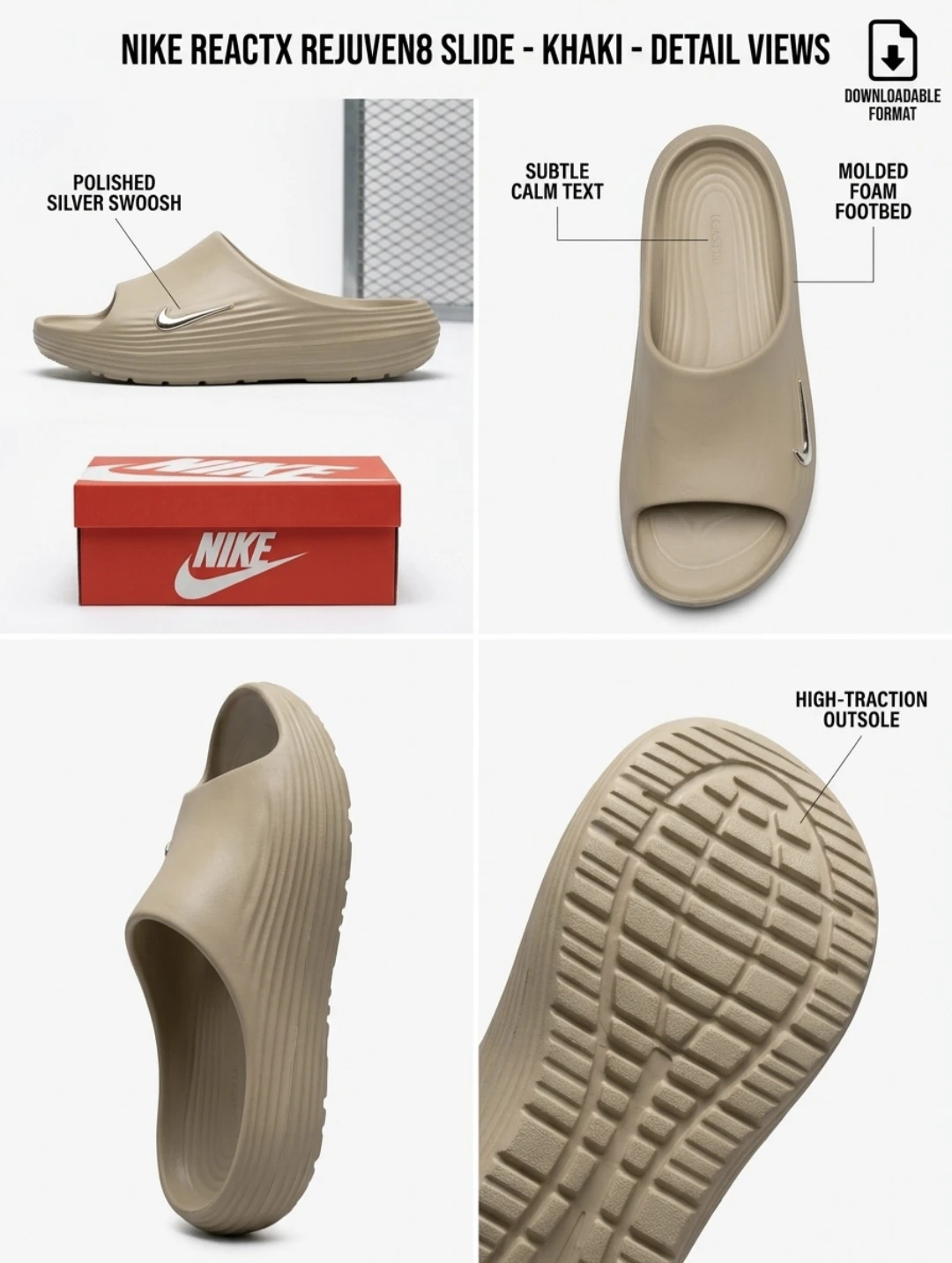Nike ReactX Rejuven8 Slides Khaki - photo 2