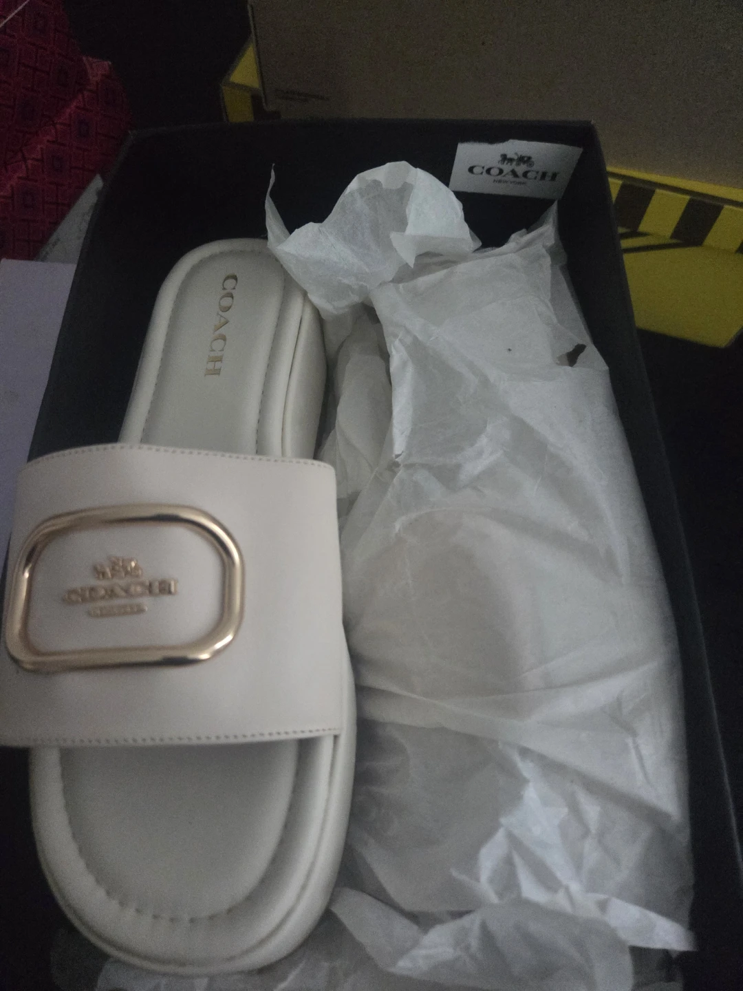 Coach White Platform Slide Sandals