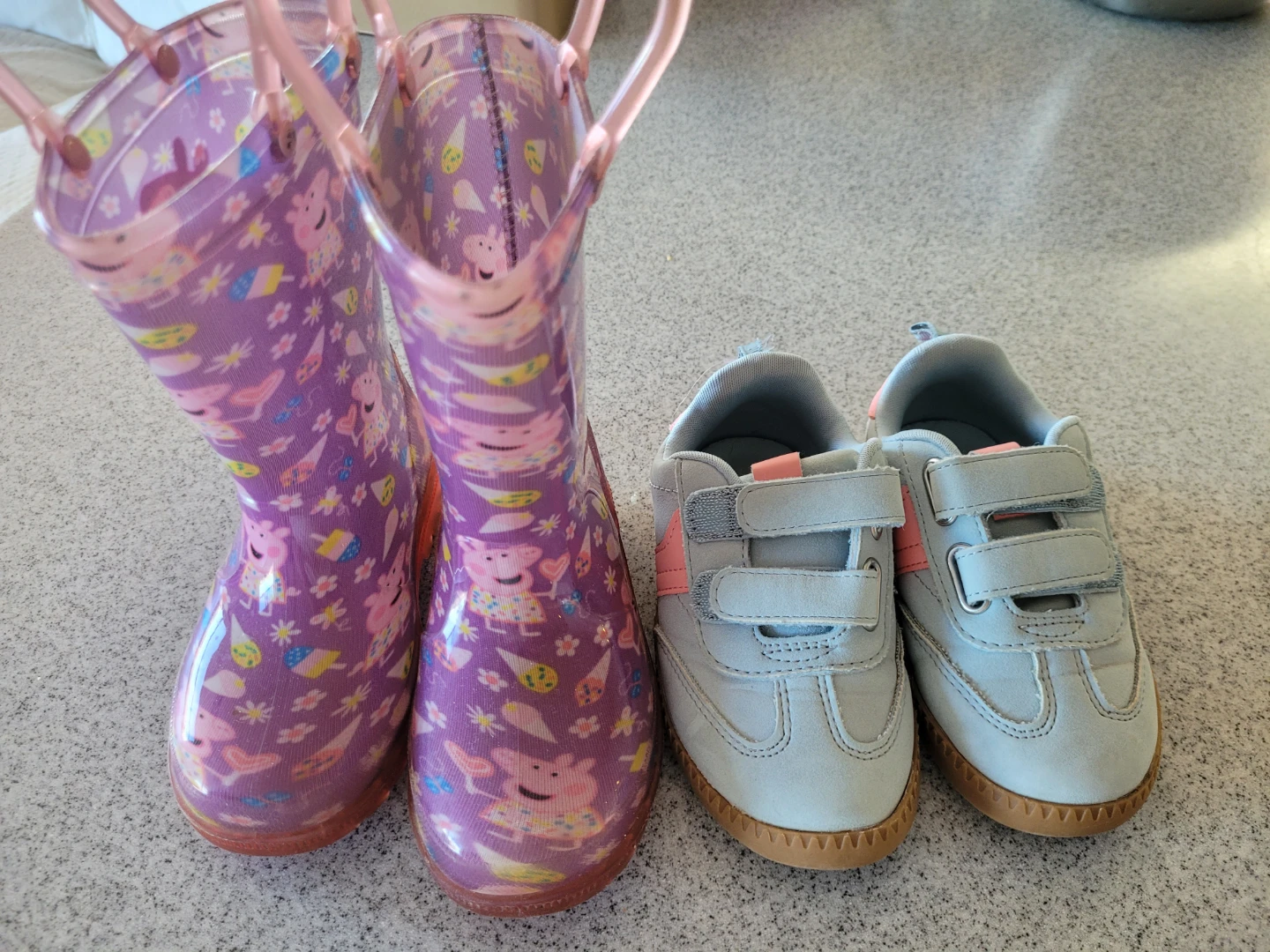 Peppa Pig rain boots and sneakers size 7