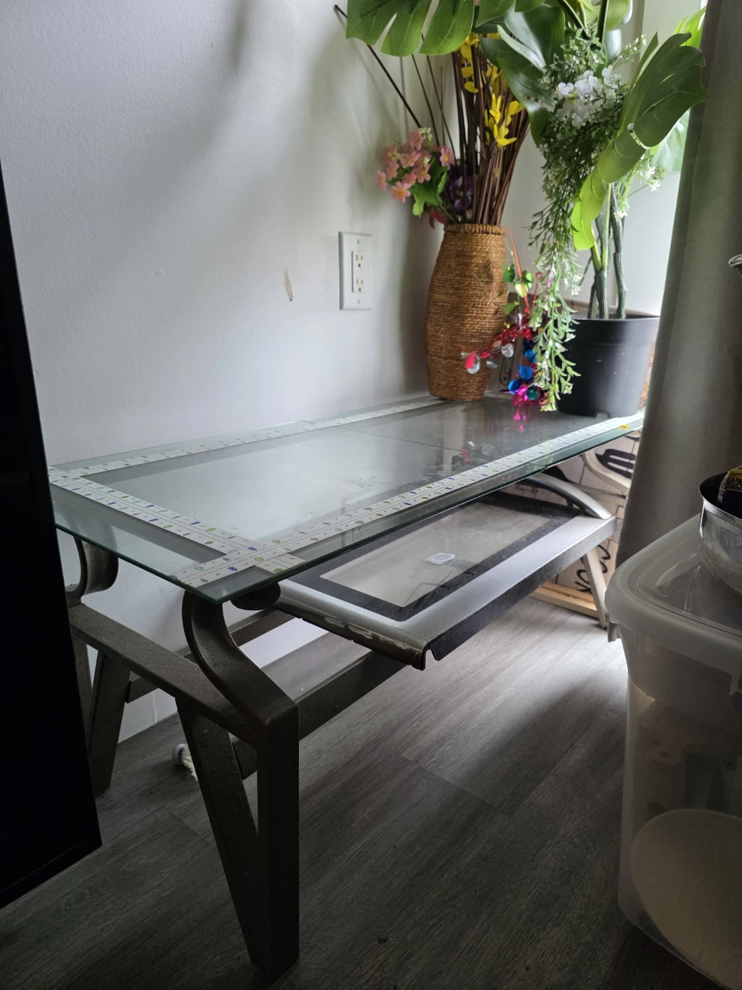 Glass Top Metal Console Table - photo 4