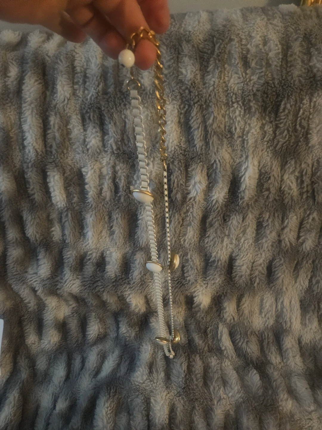 Vintage 70s- White and Gold Tone Chain Belt - photo 3