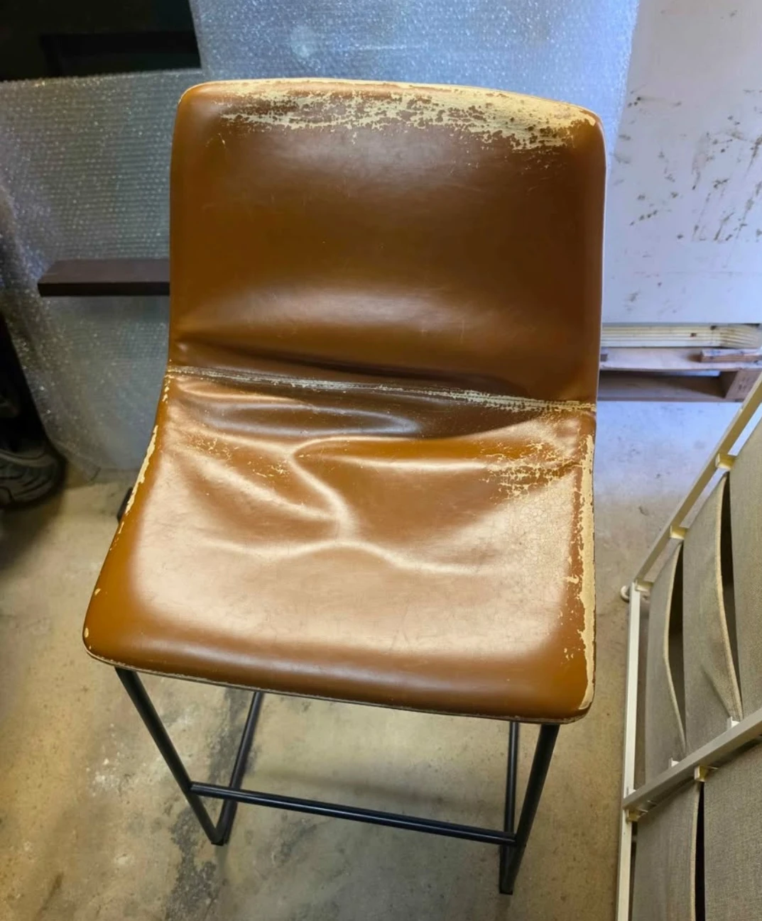 Set of 2 Brown Faux Leather Bar Stools