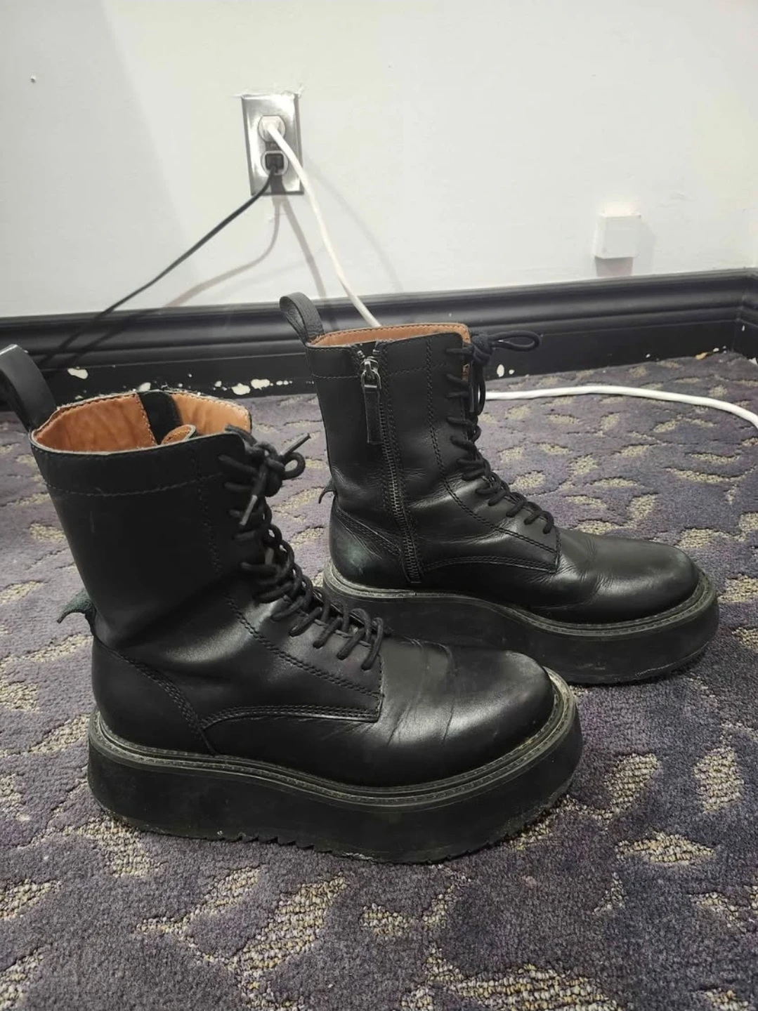 Zara black platform combat boots