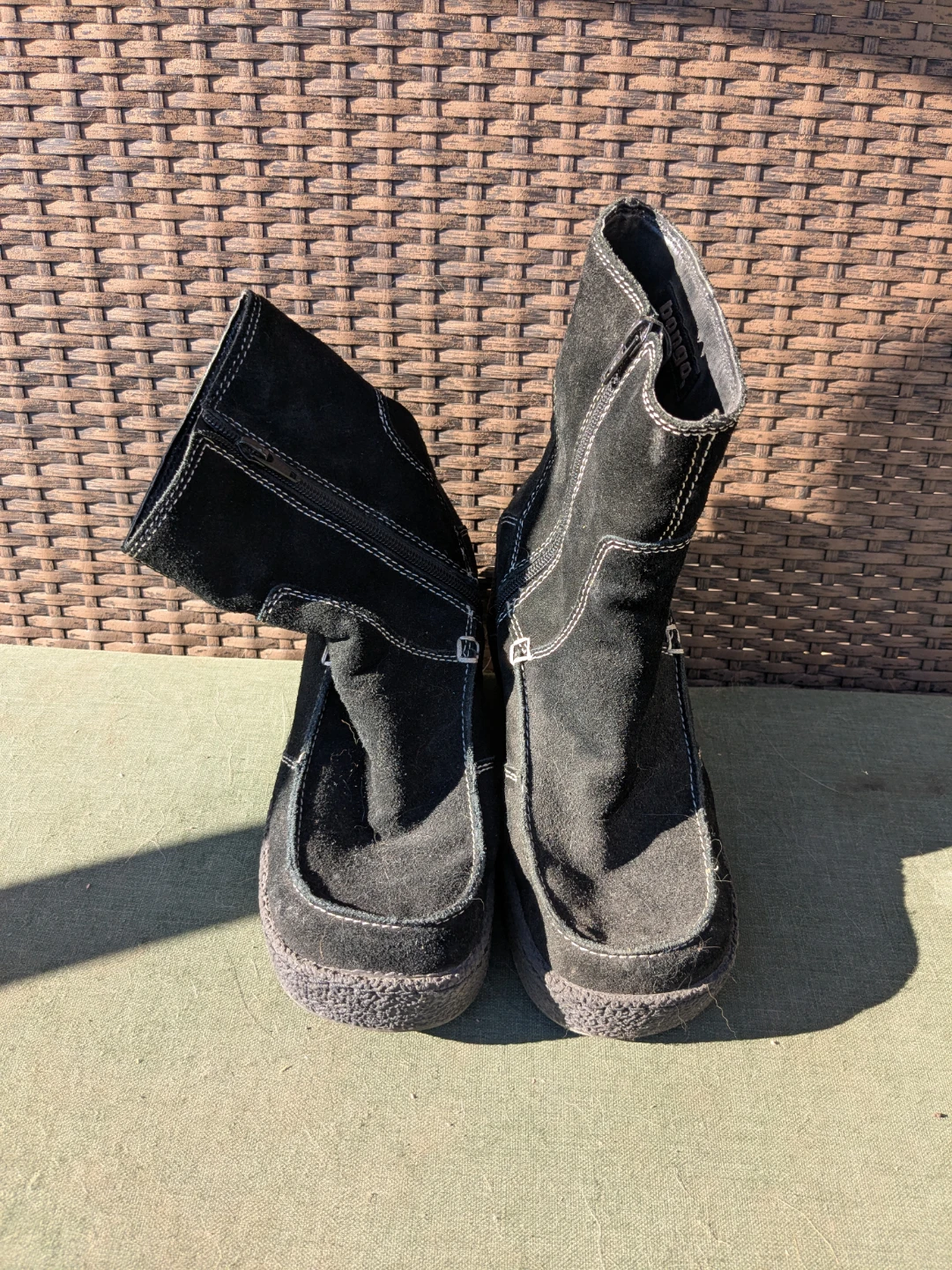 Bongo Vintage Suede Platform Wedge Ankle Boots Women 8 black - photo 2
