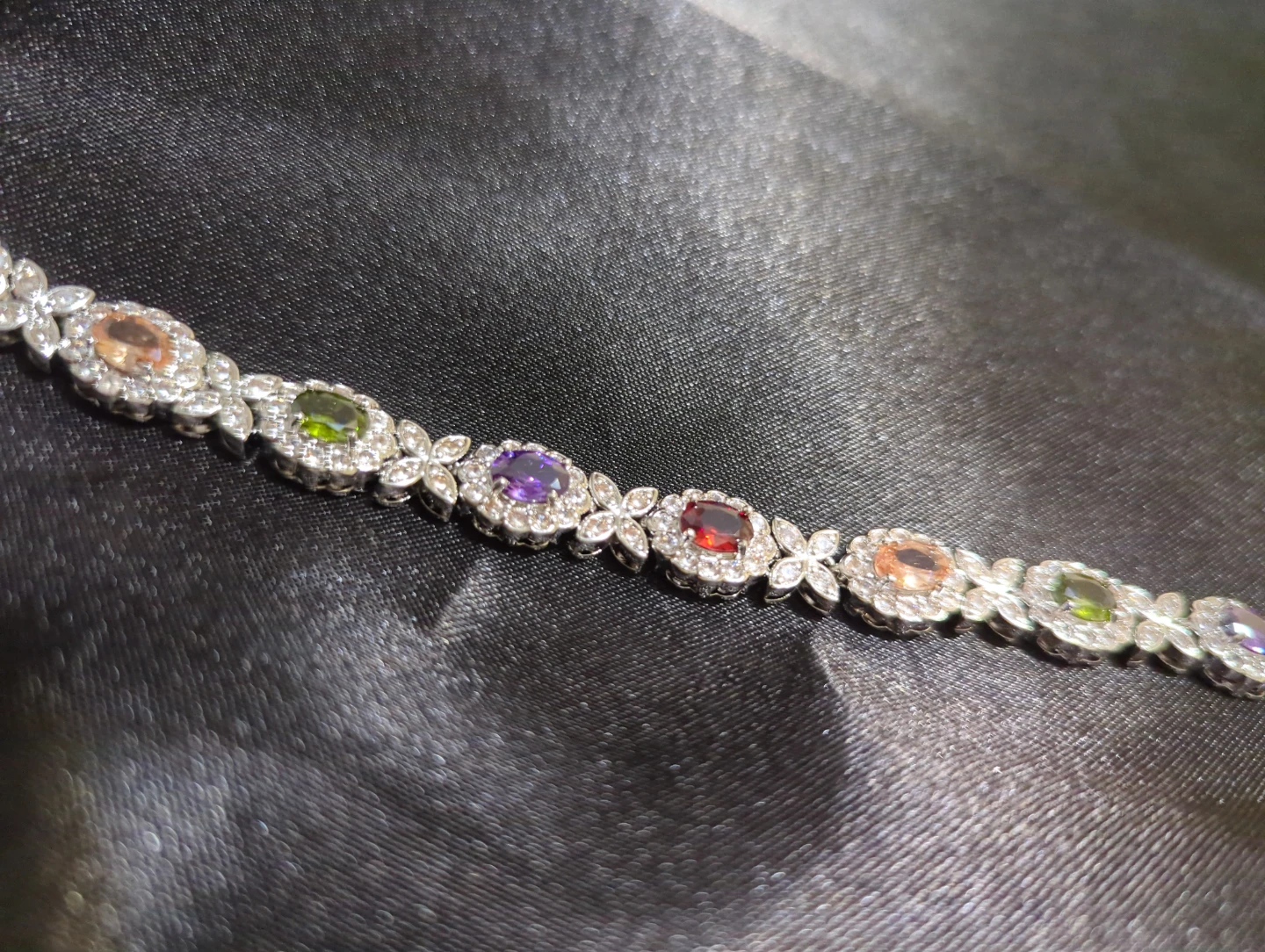 Multicolour Gemstone Silver Tone Bracelet - photo 2