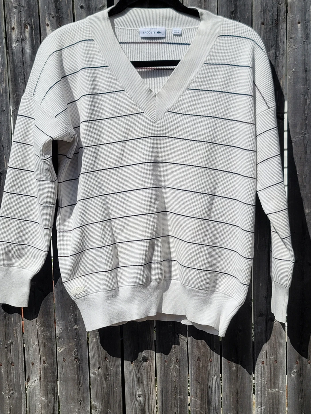 Lacoste V-Neck Striped Sweater White