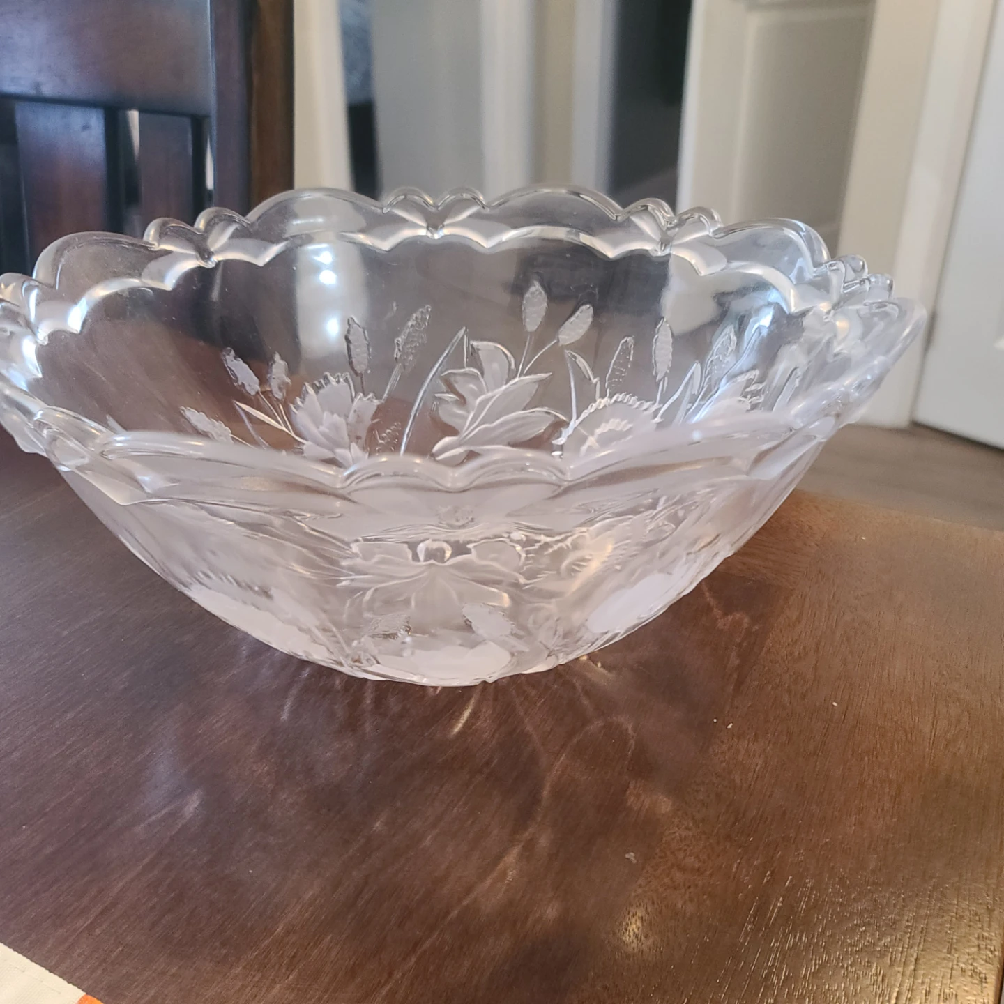 Clear Glass Floral Etched Bowl - photo 4
