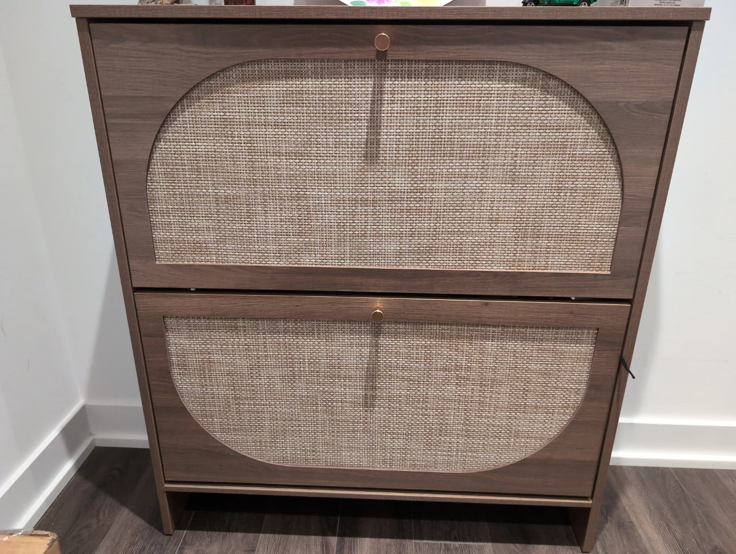 Rattan Slim shoe cabinet for entryway
